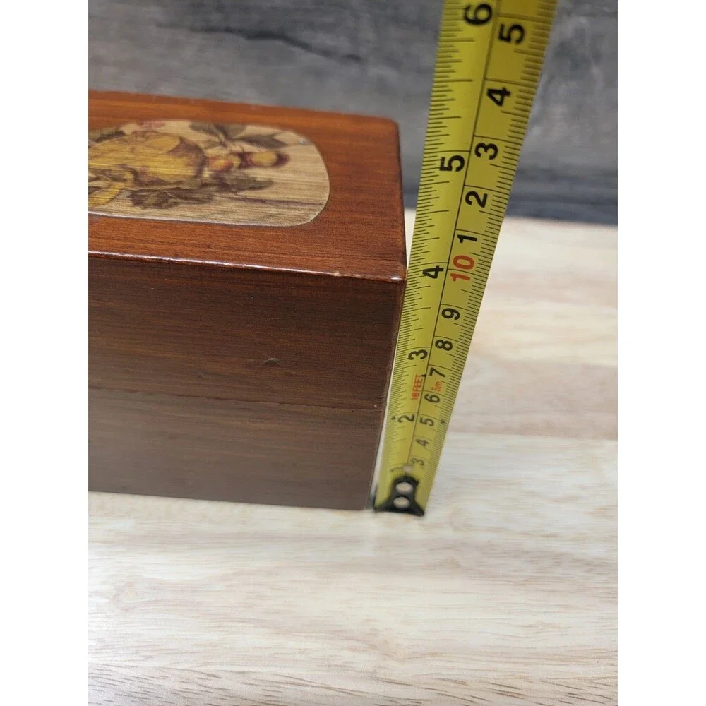 Recipe Box Wood Lemon & Berry Decoupage Top Lid 5 3/4